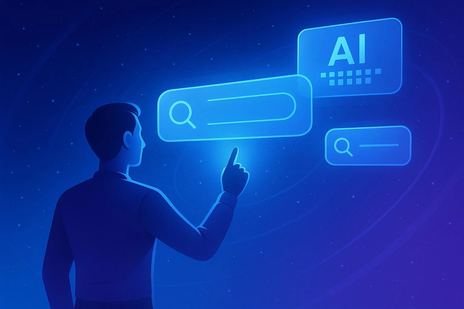 Visual representation of the future of AI-powered search showing how ChatGPT, Perplexity, and Google AI Overviews are transforming information discovery and what it means for businesses